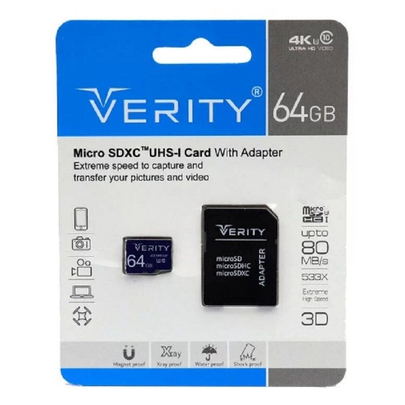 مموری 64 گیگ وریتی 533X همراه با آداپتور کارت حافظه Verity