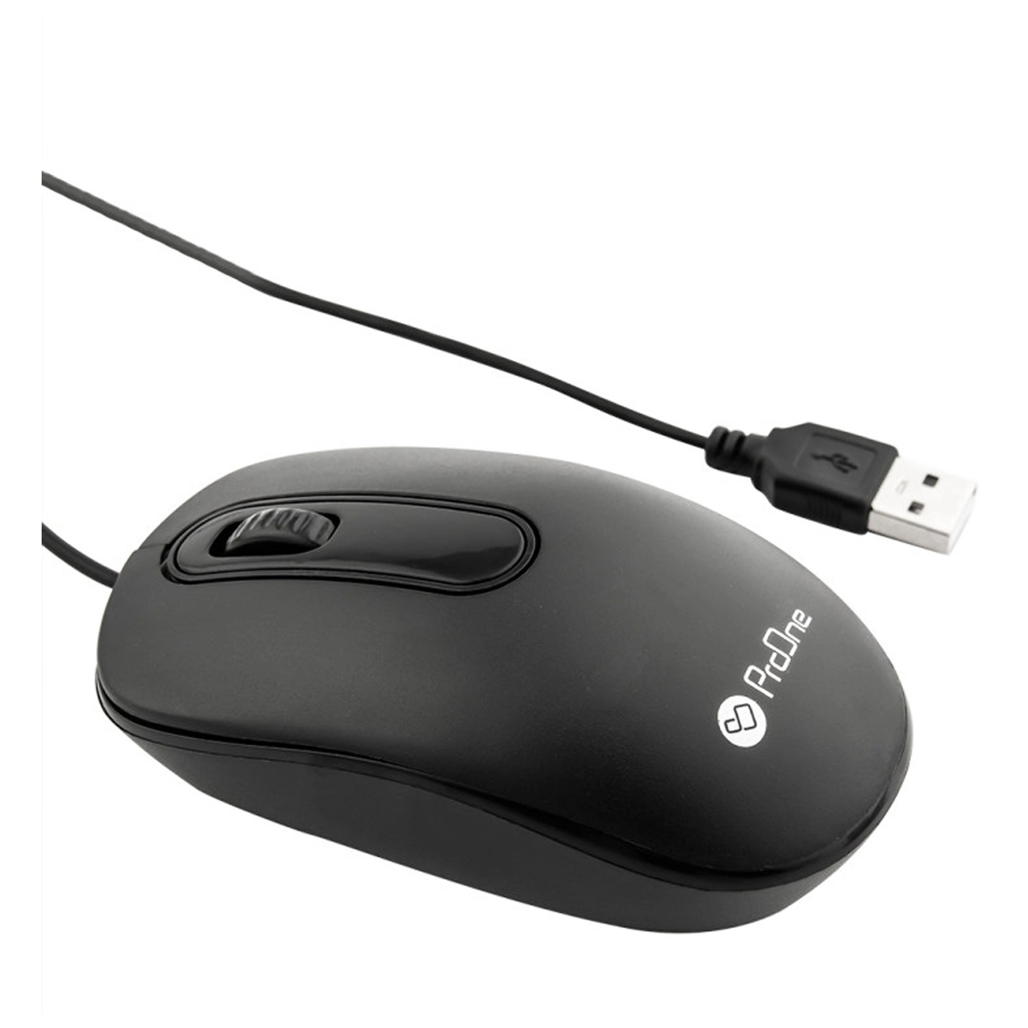 alt="نمای بغل ماوس سیمی ProOne PMC10 با کابل USB و طراحی خوش‌دست"