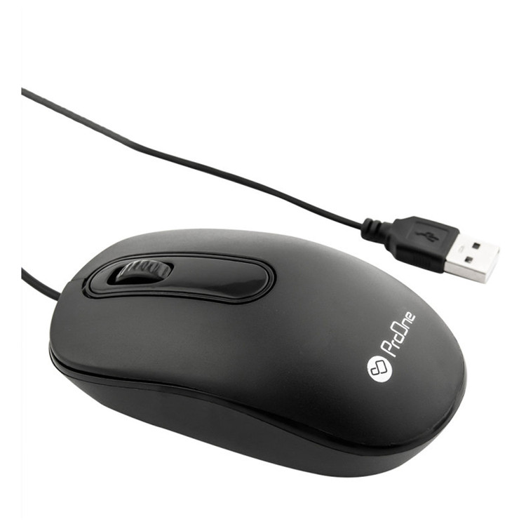 alt="نمای بغل ماوس سیمی ProOne PMC10 با کابل USB و طراحی خوشدست"