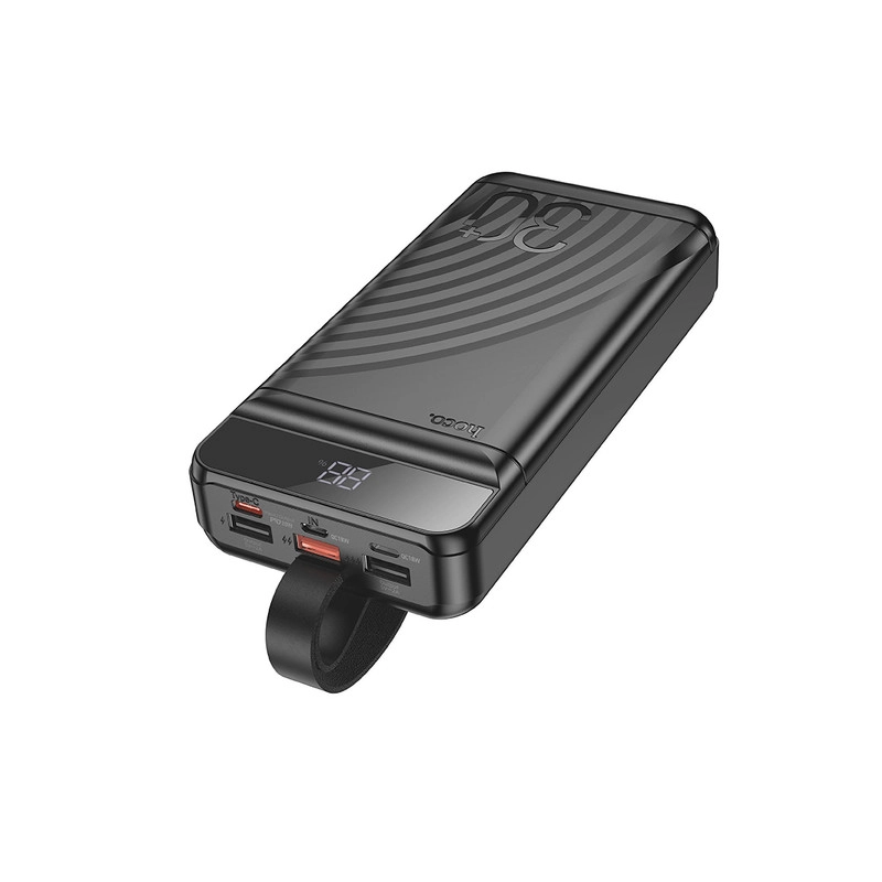 پورت‌های پاوربانک هوکو مدل J123B شامل تایپ سی، میکرو، لایتنینگ و USB با پشتیبانی از فناوری شارژ سریع و ایمن.
