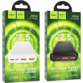 جعبه پاوربانک هوکو مدل J101A در رنگهای سفید و مشکی، همراه با مشخصات فنی کامل، مناسب برای خرید مطمئن و هدیه