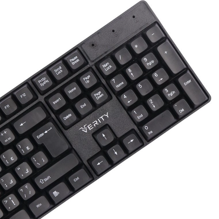 کیبورد بی‌سیم وریتی مدل V-KB6141W با حروف فارسی حک شده و طراحی ارگونومیک