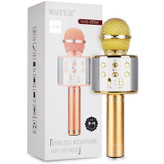 میکروفون اسپیکر بلوتوثی مدل WS-858 رنگ طلایی به همراه جعبه بستهبندی اورجینال