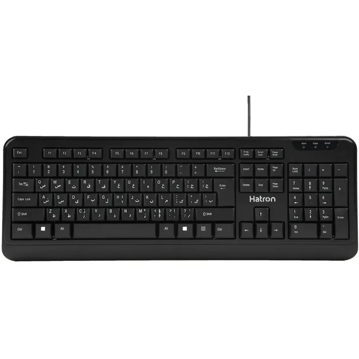 کیبورد هترون مدل HK240 با طراحی ارگونومیک و 104 کلید