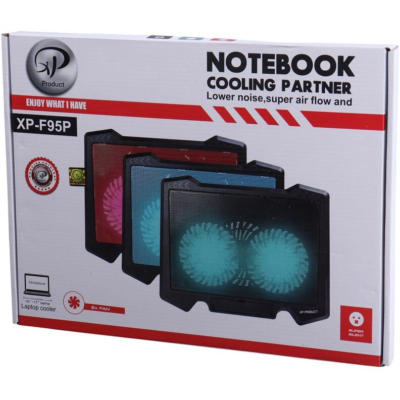 پایه خنک کننده لپ تاپ ایکس پی-پروداکت مدل XP-F95P با دو فن و نورپردازی بی‌صدا