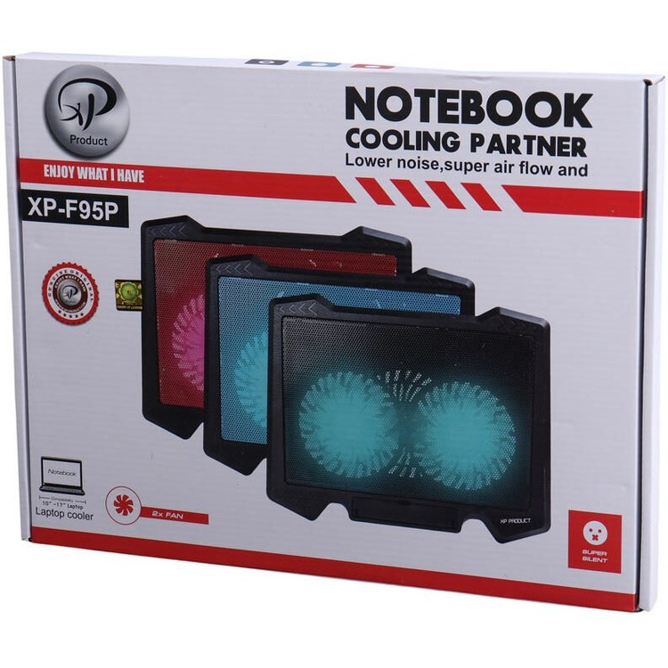 پایه خنک کننده لپ تاپ ایکس پی-پروداکت مدل XP-F95P با دو فن و نورپردازی بیصدا