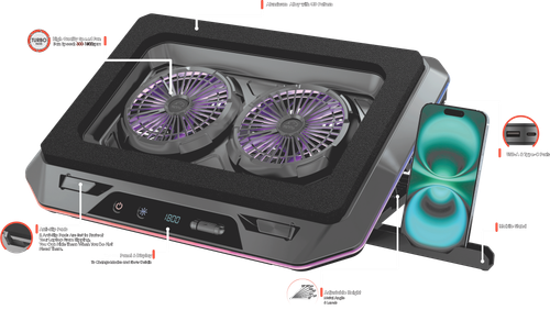 کول پد گیمینگ تسکو مدل GCLP 3145 با دو فن بزرگ ۱۴۰ میلیمتری