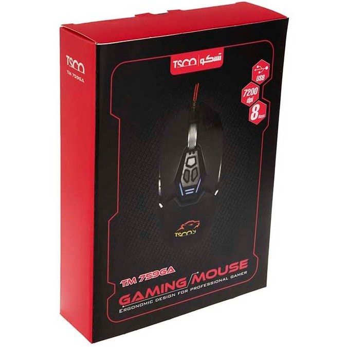ماوس مخصوص بازی تسکو مدل TM 759GA با سیم و طول کابل 1.8 متر