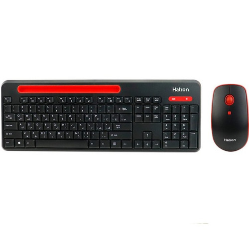 ست کیبورد و ماوس وایرلس Hatron HKCW135 با هولدر موبایل و تبلت