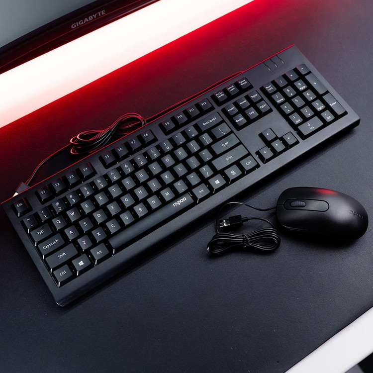 کیبورد و ماوس سیمی رپو X130PRO فول سایز با اتصال USB