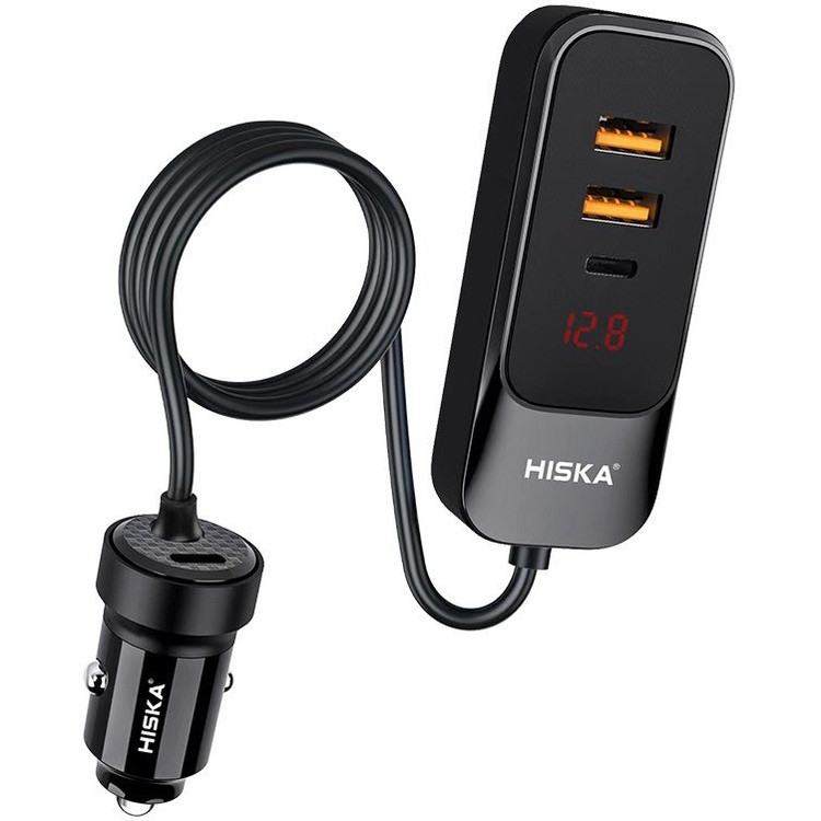 شارژر فندکی Hiska HCC-327 با 4 پورت USB و Type-C