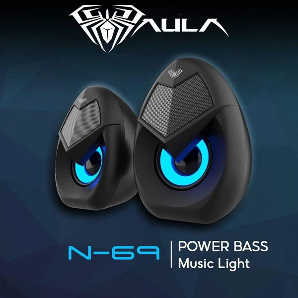 اسپیکر دسکتاپ آئولا مدل WIND N-69 با جک 3.5 میلیمتر برای اتصال آسان به لپتاپ و کامپیوتر