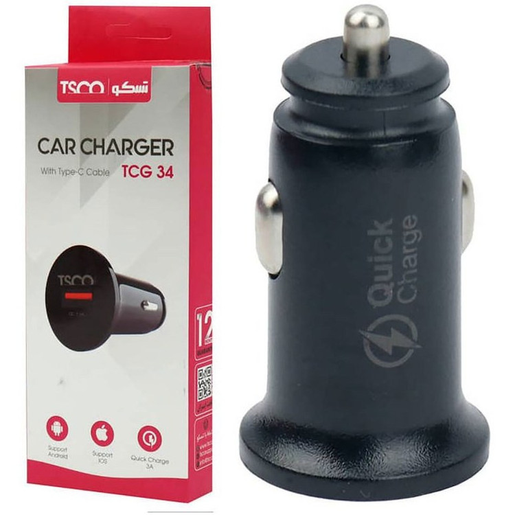 نمای جانبی شارژر فندکی تسکو با بدنه پلاستیکی مقاوم