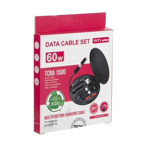 کابل تبدیل USB-C به USB-C / لایتنینگ / micro USB تسکو مدل TCRA 1500 با طول 22 سانتی متر