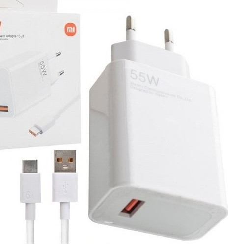 شارژر شیائومی تک پورت + کابل تایپ سی شیائومی (Xiaomi) 55W مدل MDY-12-EQ